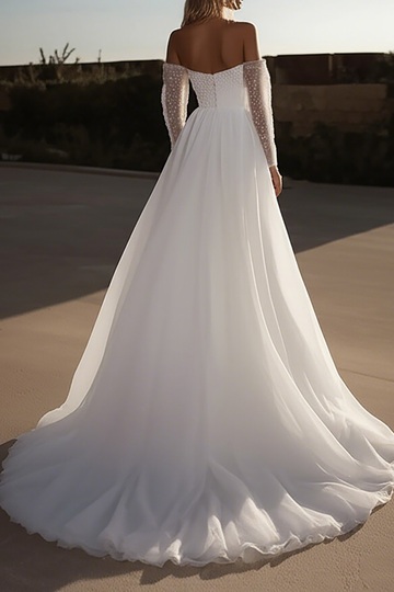 Organza Sweetheart Ivoire Une Robe de Mariée Trapèze à Manches Longues